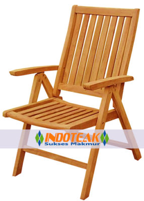 Five-position teak reclining chair for outdoor patio and garden furniture. Teak garden furniture supplier