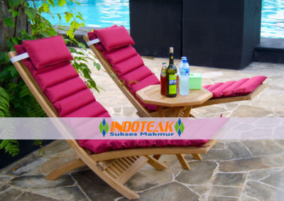 Solid teak relax chair with cushion for outdoor garden furniture