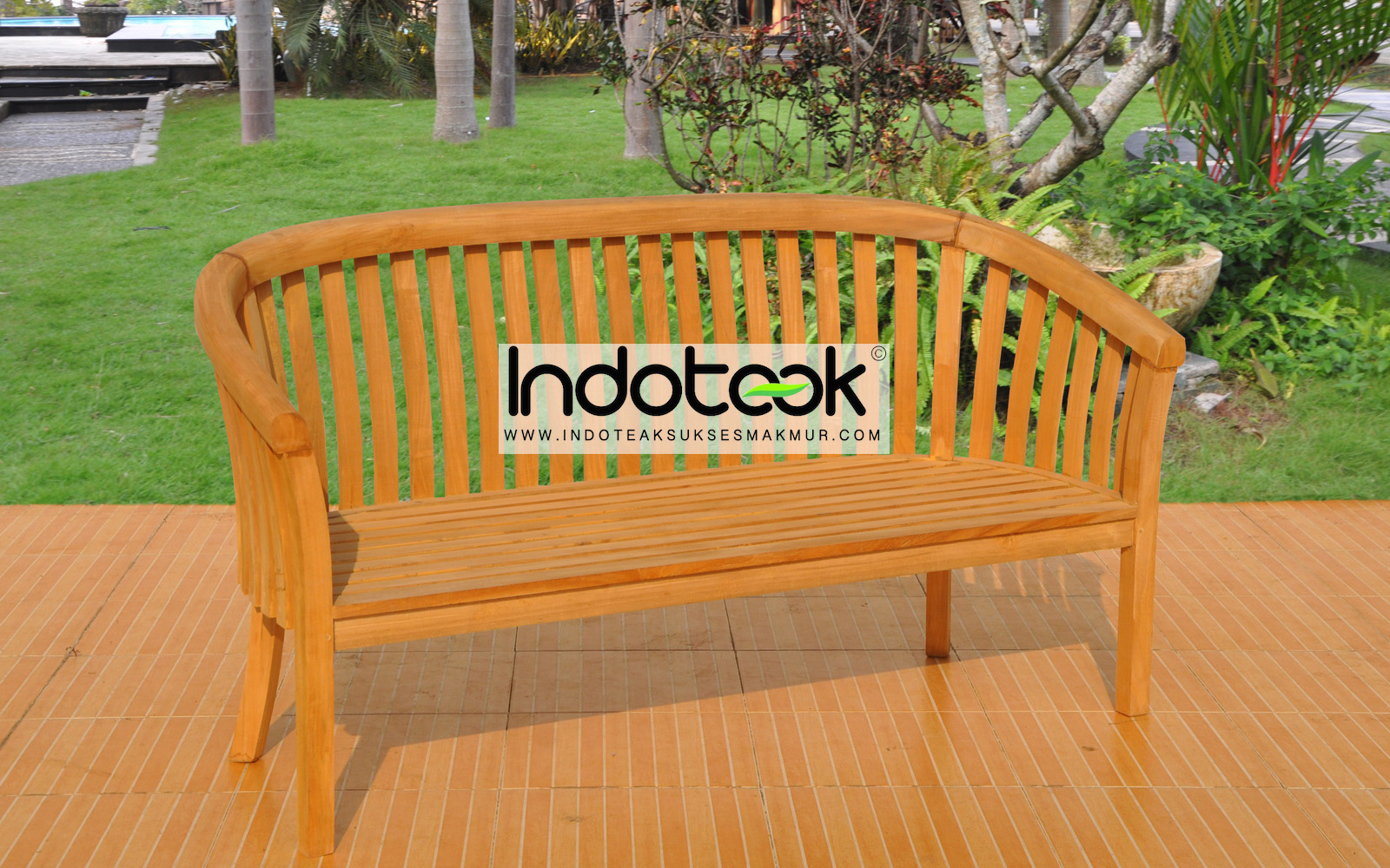 Wooden teak outdoor bench deep seating