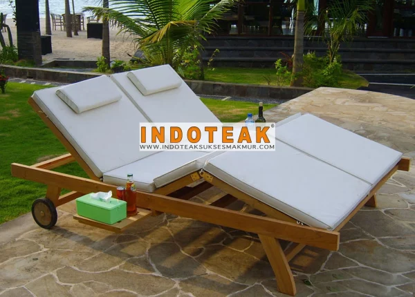 Teak Double Sun Lounger High Quality