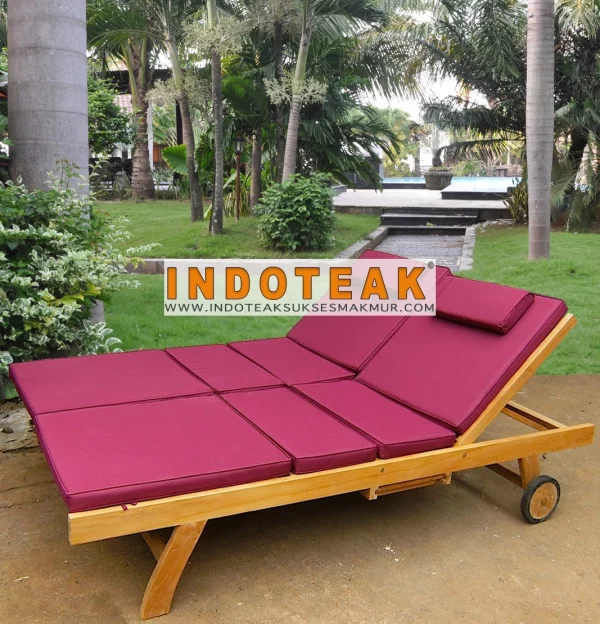 Teak Sun Lounger Double Seat Outdoor Furniture