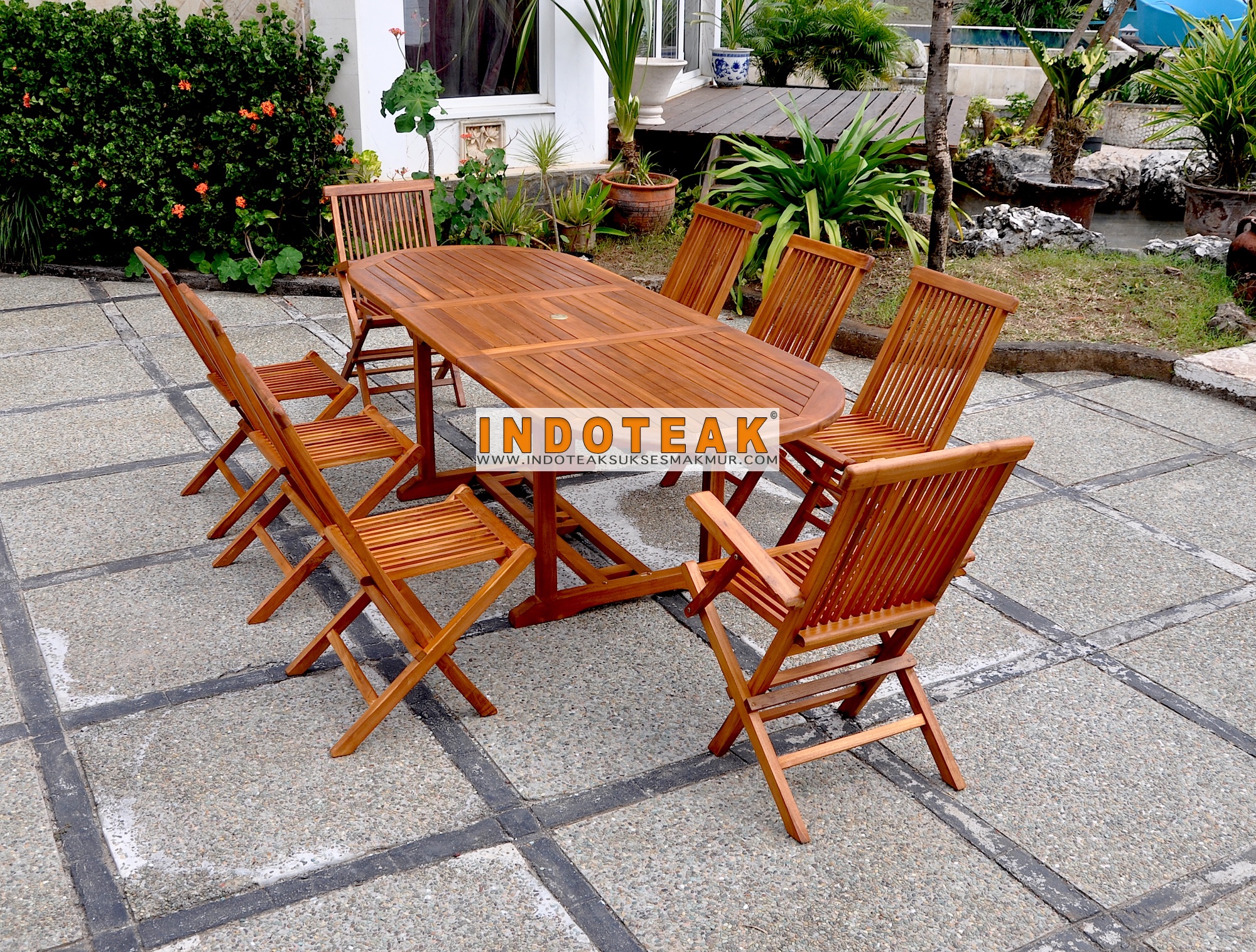 Patio Dining Set Furniture Oiled Finished